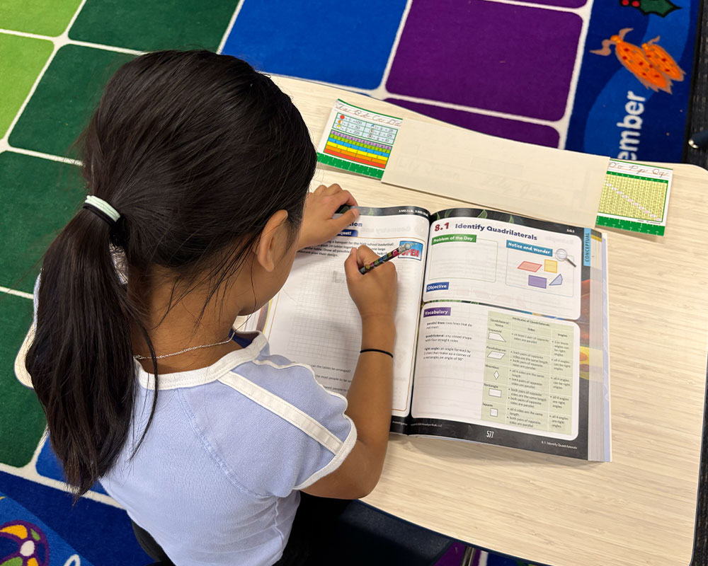 Student working through a math activity